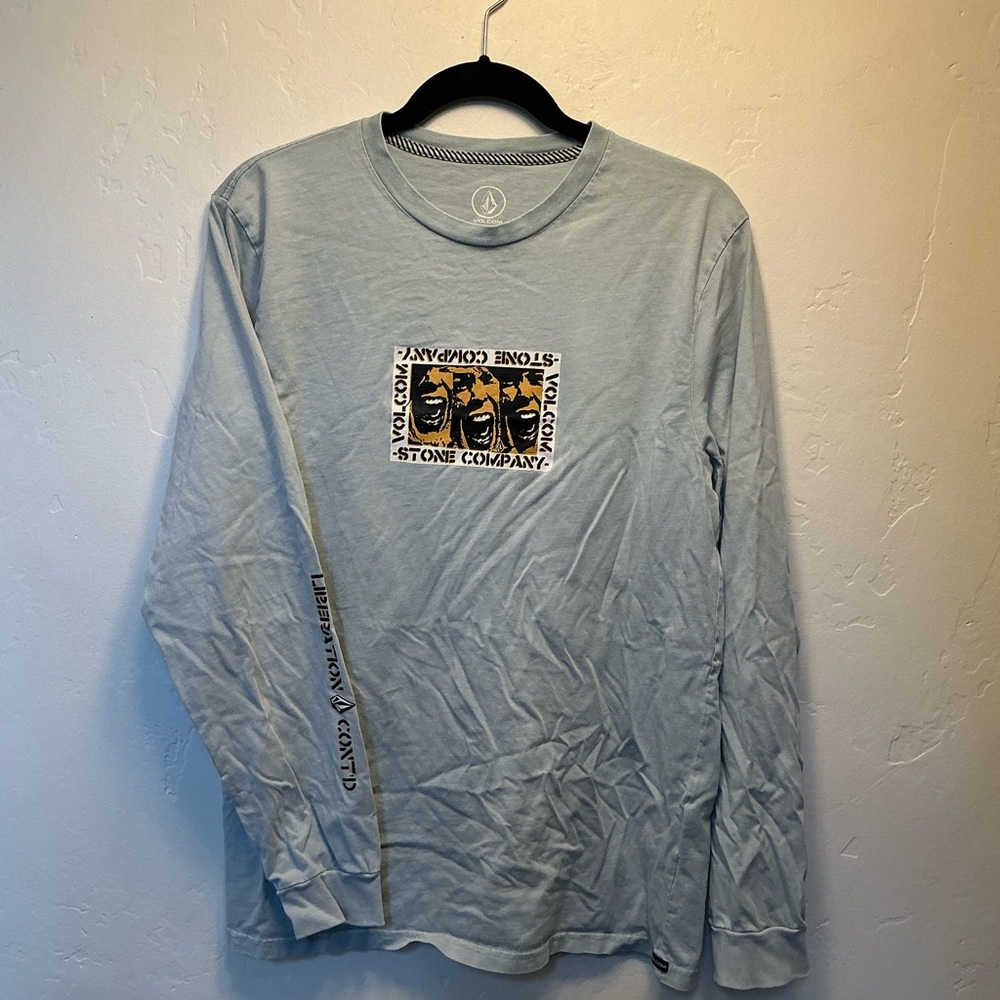 Volcom Men's Sky Blue Graphic Long Sleeve Tee